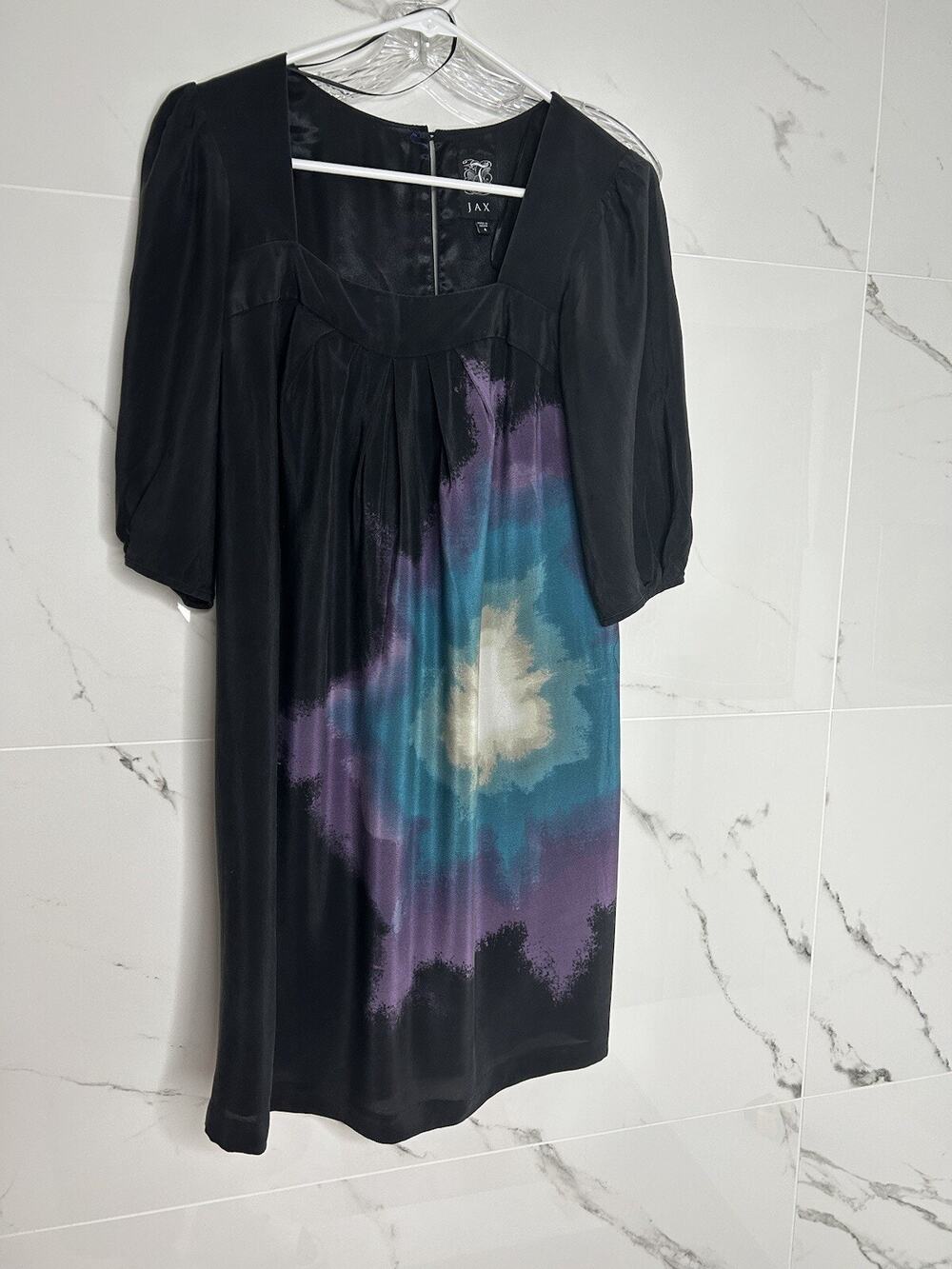 Vintage Jax Silk Dress Tie Dye Sz 4 Y2k Colorful Celestial EUC
